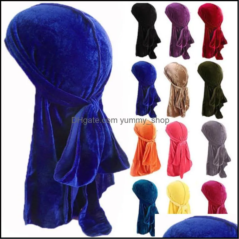 Masques Festive Party Supplies Home Gardenunisex Veet Durags Bandana Turban Caps Perruques Doo Durag Biker Headwear Bandeau Pirate Hat Hair Aess