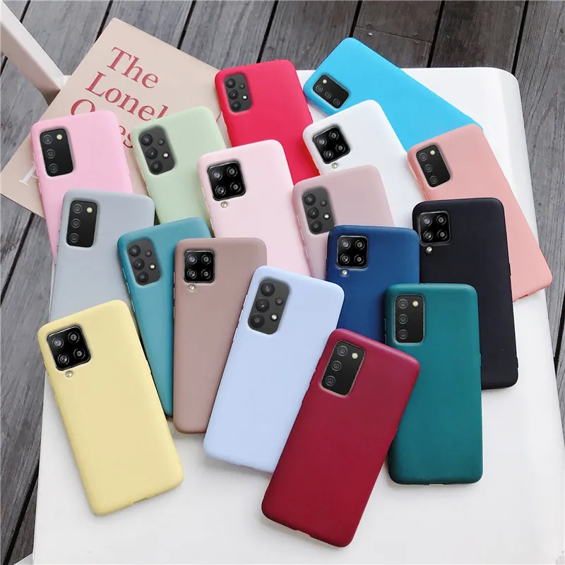 Candy Farbe Silikon Telefon Fall Für Samsung Galaxy A12 A42 A52 A72 A32 5G M02S A02S M31s Matte Weiche Tpu Zurück Abdeckung Fundas Coque