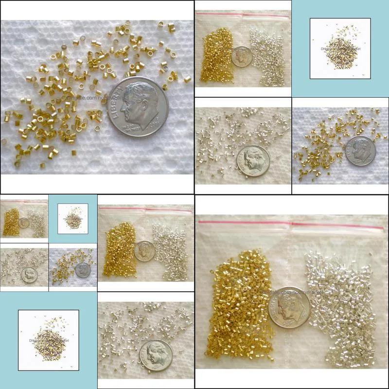 Wholesale-Newest 1000-Piece Mix Tube Crimp Beads for Jewelry Making, 1.5mm, Silver&Gold