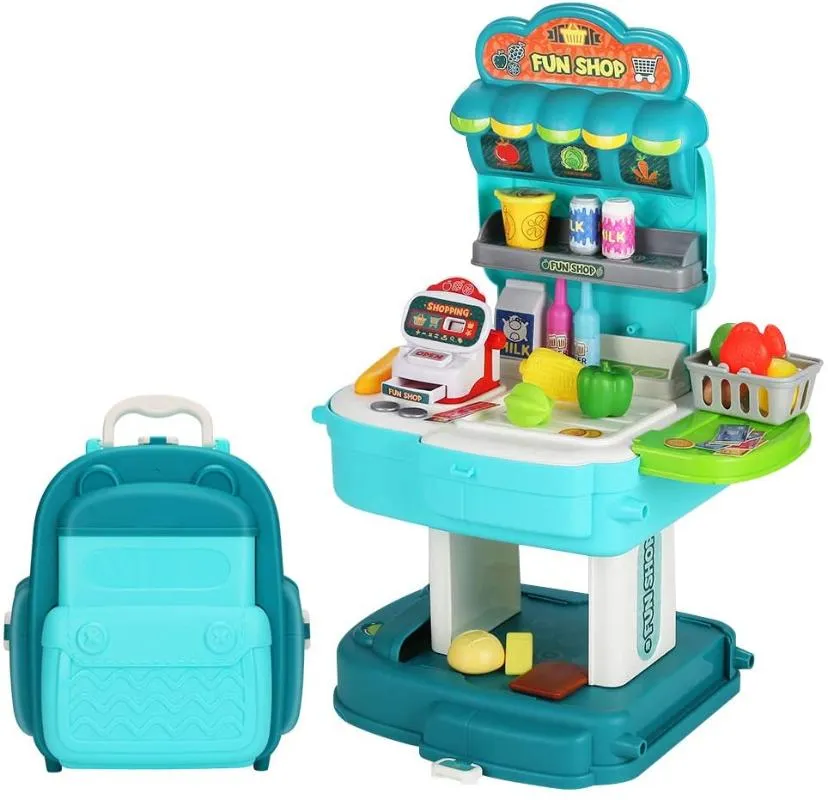 Small Animal Supplies Role Play Toys Shopping Supermarket Toy Set 37pcs Simulation Shop Playset Preschoolers With Food Accessories