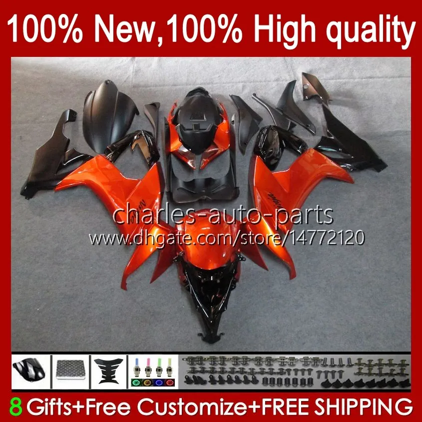 Feedings de motocicleta para Kawasaki Ninja ZX 10R ZX10 10 R1000 CC ZX10R 08 09 10 Corpo 56No.60 1000CC ZX1000C ZX-10R 2008 2009 2010 ZX1000 08-10 Kit de carroçaria laranja metal