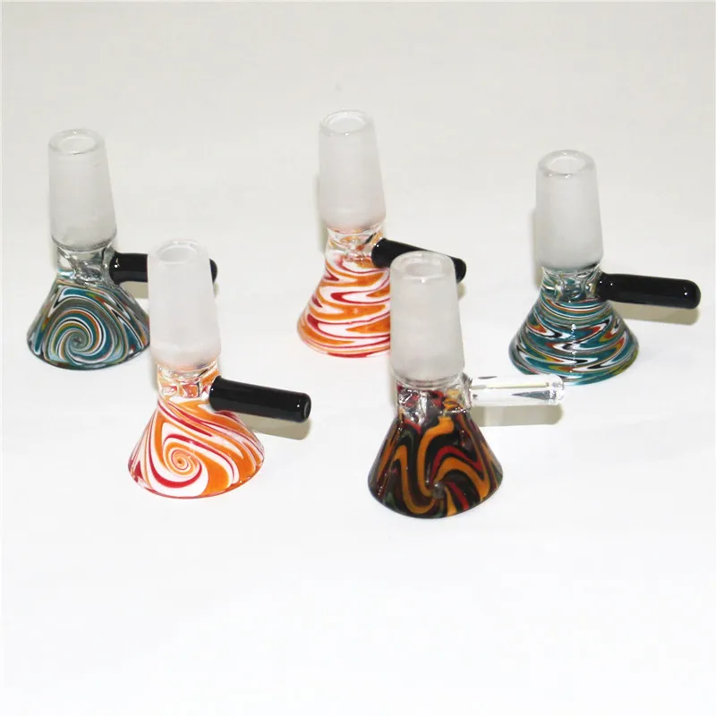 Ciotola di vetro colorato 14mm 18mm Giunto maschio Parrucca Wag Ciotole di fumo colorate per bong Tubi d'acqua Dab Oil Rigs