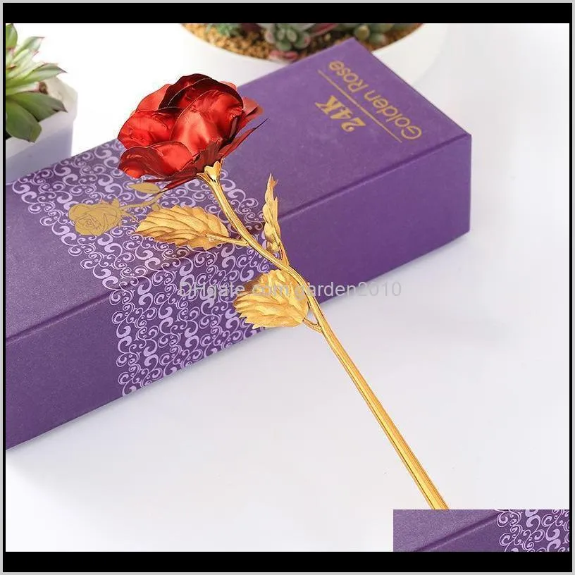 2020 valentine`s day creative gift 24k foil plated rose gold rose lasts forever love wedding decor souvenir drop shipping