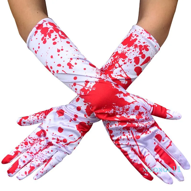 Cinq doigts gants Halloween sang goutte femmes habiller long doigt complet cosplay horreur fantômes carnaval fantaisie costume