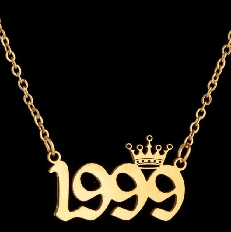 NEW Personalized Birth Year Number Necklaces Custom Crown Initial Necklace Pendants For Women Girls Birthday Jewelry Special Year