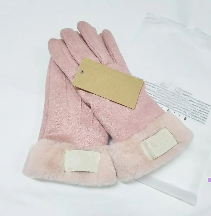 Handskar klassisk designer Autumn Solid Color European and American Letter Par Mittens Winter Fashion Five Finger Glove Black 03