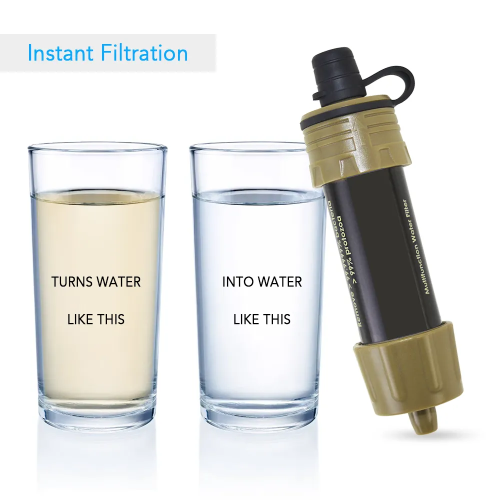 4-Pack Survival Water Filter Straws! Portable 5000L Filter For Camping, Hiking, Emergencies