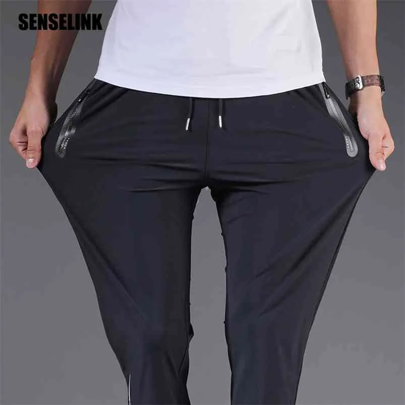 Men Pants Joggers Fitness Running Ice Silk Quick Dry Outdoor Sweatpants Slim Elasticity Trouser Breathable Plus Size 210715