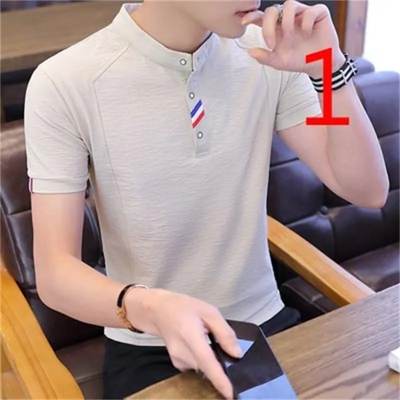 Short-sleeved t-shirt men's tide brand personality fashion summer wild ice silk material hollowing 210420