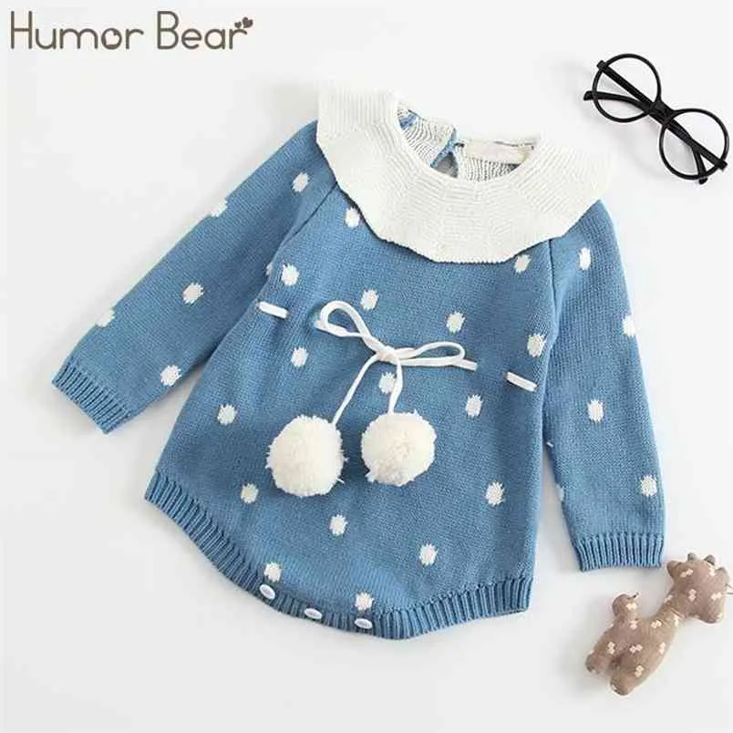 Gebreide trui dot ontwerp baby clohting set herfst meisjes volledige pakken 210611