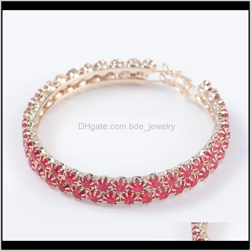 fashion trendy stunning glass rhinestone gems hoop earrings for women jewelry fashion statement earrings accessories hot sale