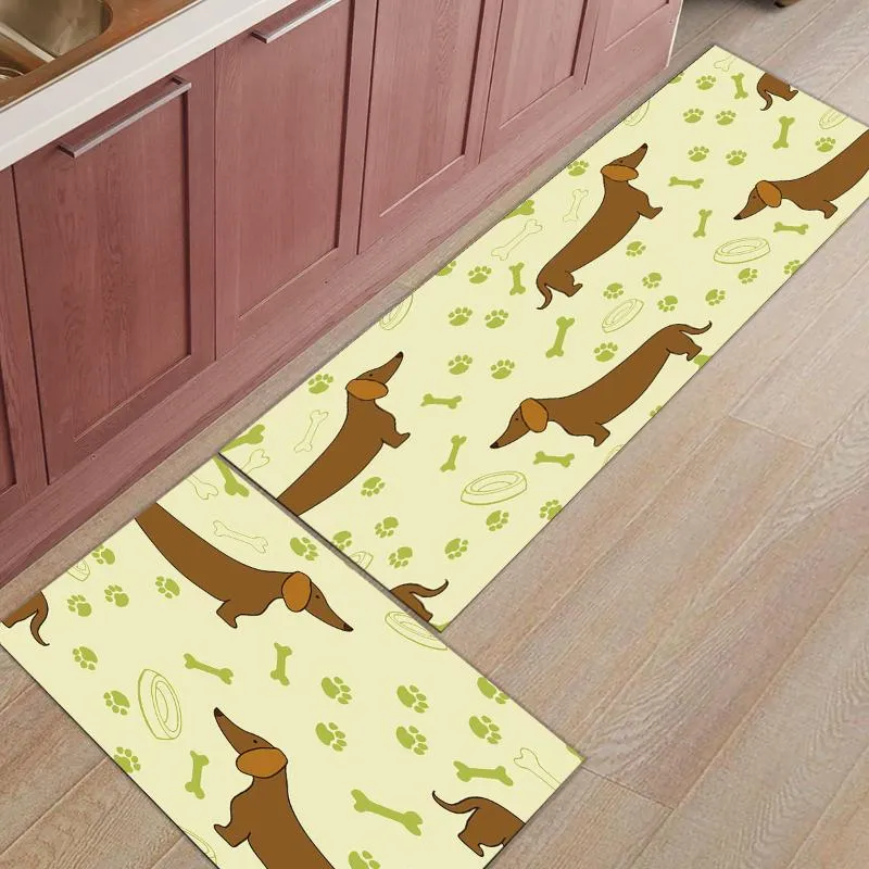 Poduszka/poduszka dekoracyjna 2PCS/Set Kitchen Mat Cartoon Dog Wzór podłogowy dywan maty wejściowe bez poślizgu dywanika do salonu łazienka