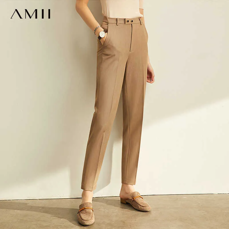 Amii printemps été pantalon femme bureau dame solide taille haute femme pantalon mode costume droit pantalon pour femmes 11960733 210706