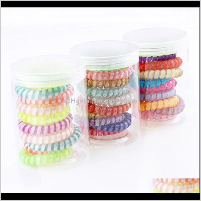 kids girl telephone wire cord hair tie girls elastic hairband ring rope candy color bracelet stretchy scrunchy