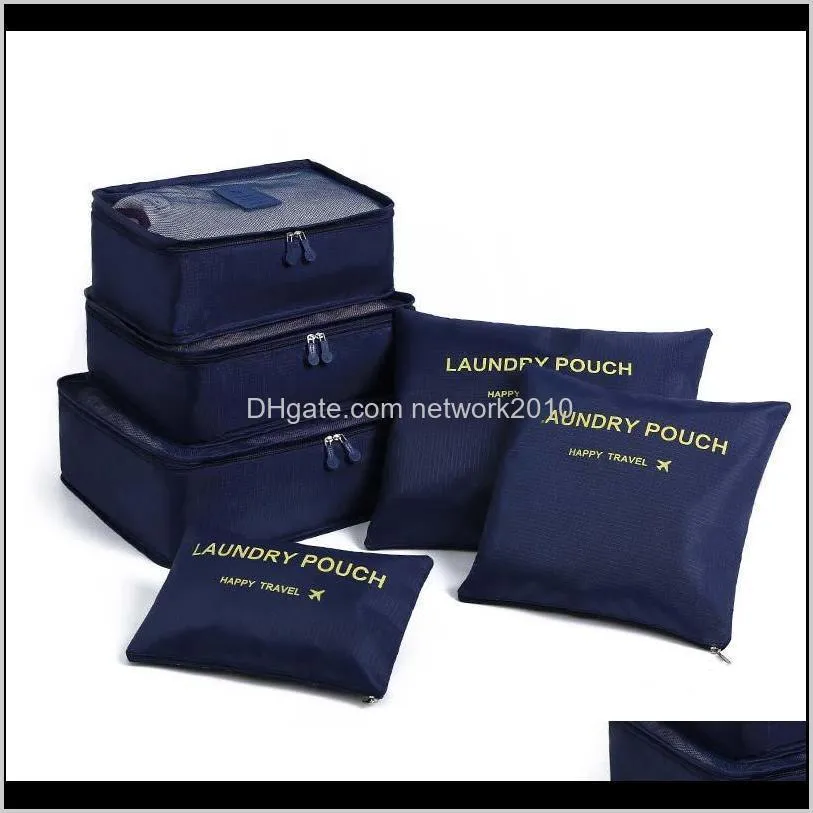 travel waterproof zipper mesh storage bag set for clothes pouch luggage organizer container underwear shoe organiser 6pcs/set