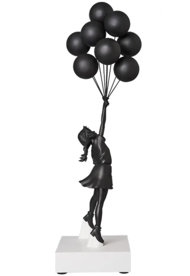 Nieuwe Banksy Street Art Flying Ballonnen Meisje Ballon Meisje Sculptuur Trend Decoratie voor Kinderen58 * 15 * 15cm
