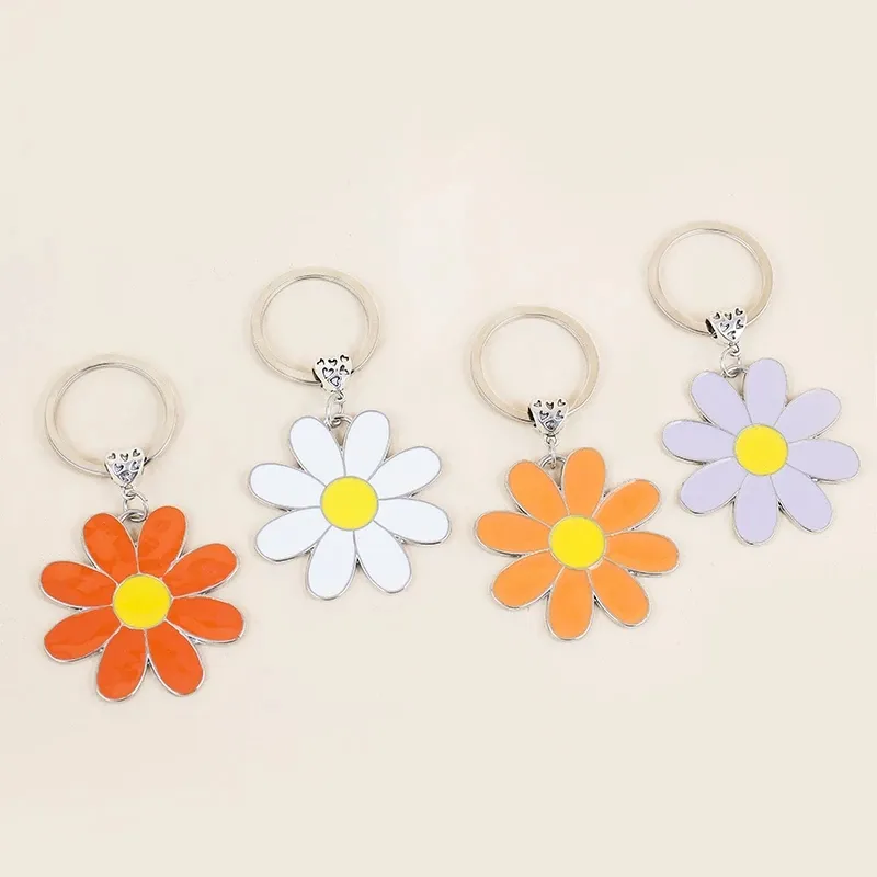Bonito Flower Key Anéis Fashion Keorean Chaveiros Mulheres Menina Alfabeto Carta Saco Keyring Pingente Jóias