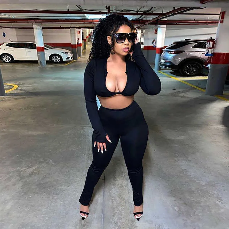 Two Piece Set Women Tracksuit Conjunto Sudadera Mujer Clothes Crop Top 2 Piece Club Outfits Bulk Items Wholesale Lots S1738126 210712