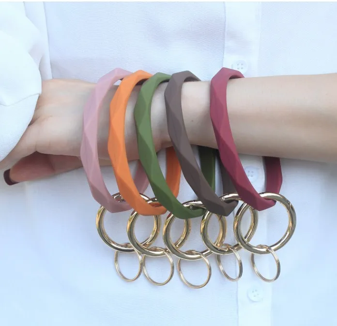 Townshine Silicone Bangle Key Ring Wrist Keychain Bracelet Round Key Rings - Buy