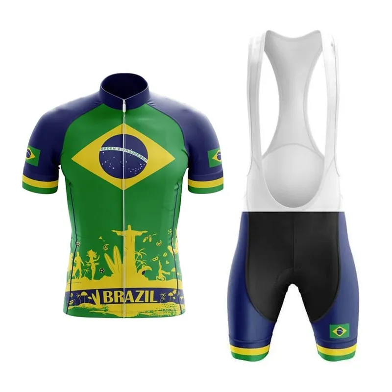 Brasile 2022 Estate Ciclismo Masculino Maglia da ciclismo Pantaloncini con bretelle Gel Pad traspirante Maillot Ciclismo Hombre Bicicleta De Montaña