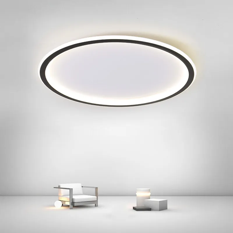 Nordic More Plafoniera a LED per camera da letto Whit Dimmerabile Ultrasottile da 2 pollici Arredamento semplice Soggiorno Studio Lampada rotonda nera