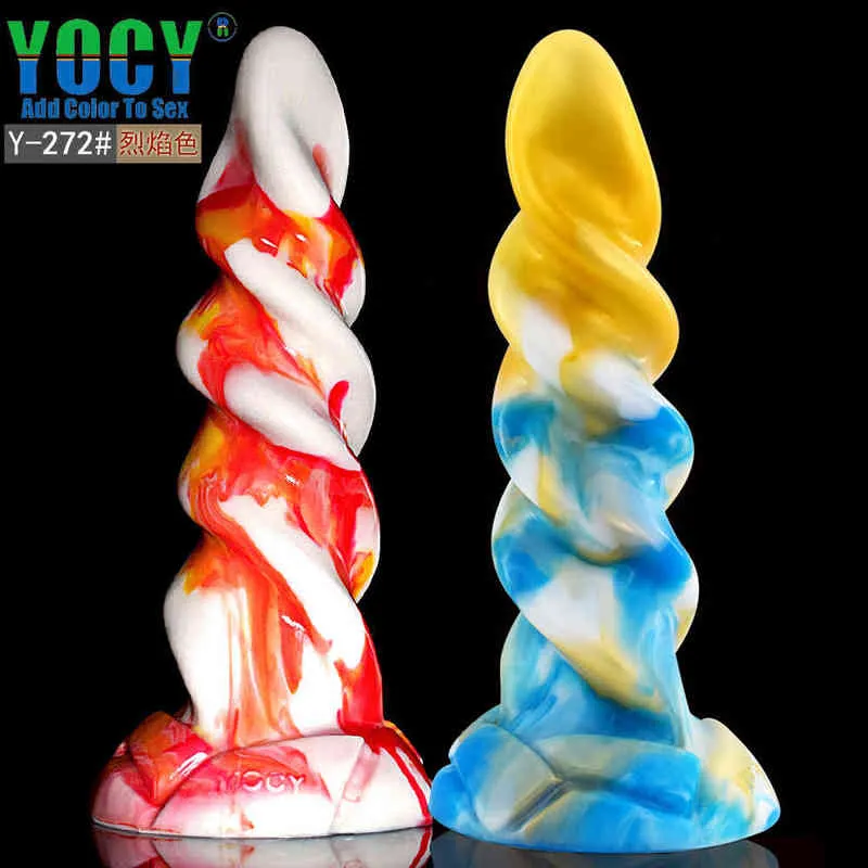 Nxy dildos anal leksaker yocy pekad silikon plug spiral gradvis inträde typ backyard produkter för män och kvinnor onani vuxen sex flamma färg 0225