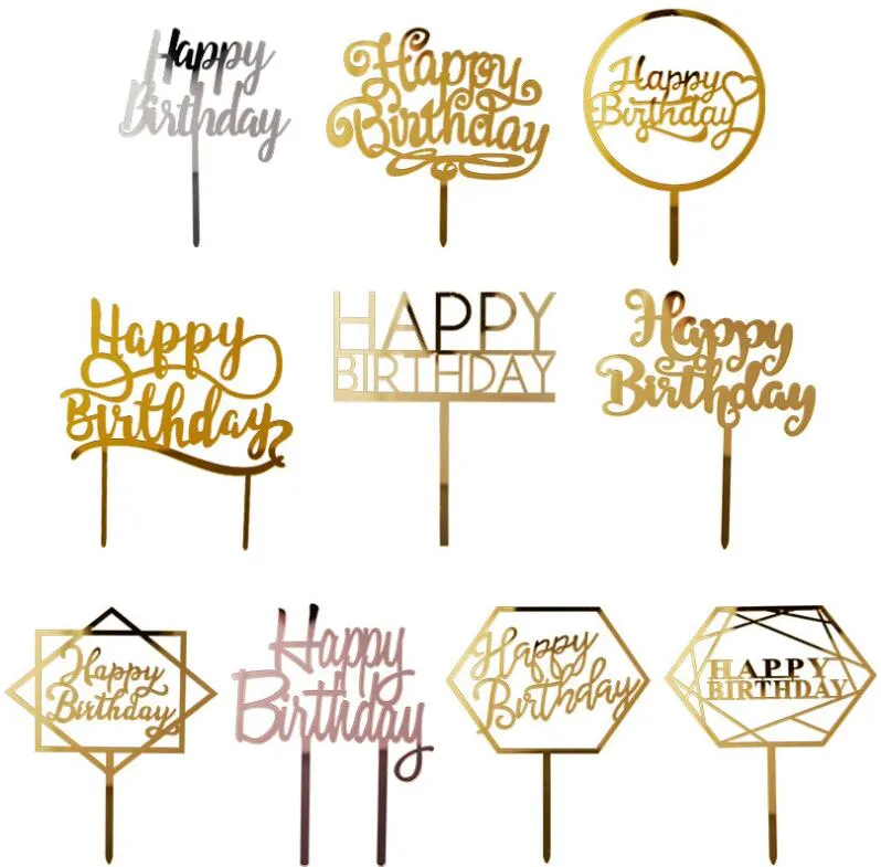 Cake Topper Joyeux Anniversaire AcrylicDesert Outils De Décoration 10  Styles Topper De Haute Qualité Toppers Fournitures Pour Enfants Adultes Du  0,45 €