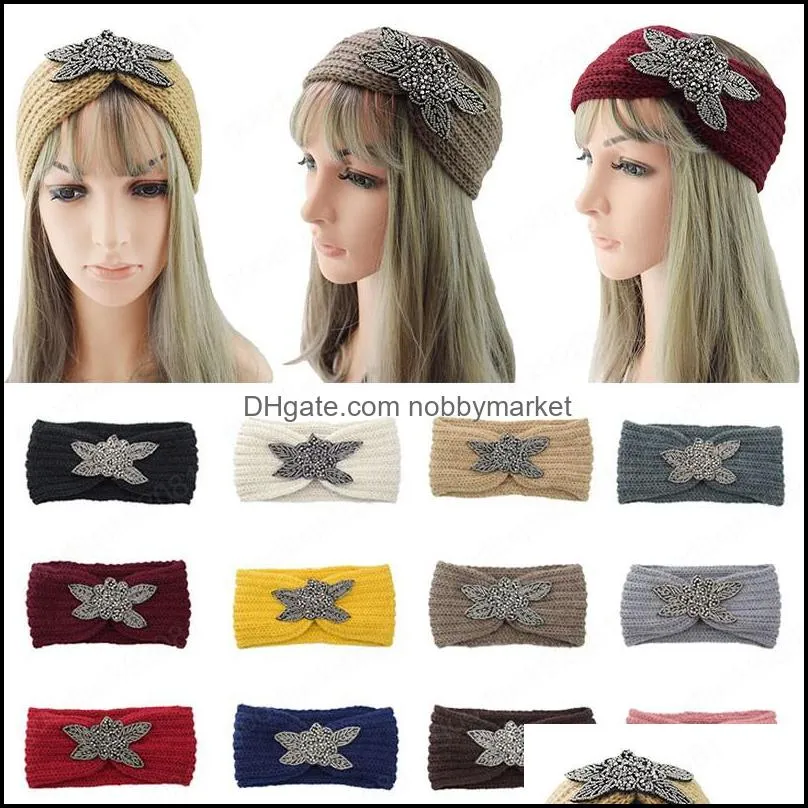 Women Knitted Headbands Winter Warm Crochet Head Wrap Wide Elastic Hair Headband with Accessories Hairbands For lady