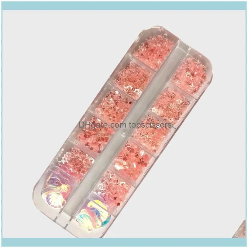 Nail Art Decorations 12 Grids/Set Holographic Glitter Sequin Mixed Round Irregular Fragment DIY Flake Paillette Tips Set