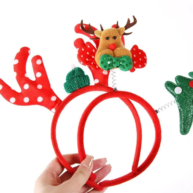 Christmas Decorations Santa Antlers Headband Year 2022 Navidad Ornaments For Kids Gifts Hair Accessories Supplies