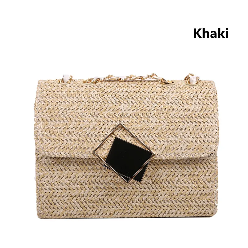 Zincir Rattan Kadın Omuz Çantaları Tasarımcı Çantalar Lüks Hasır Dokuma Crossbody Crossbody Summer Plaj Saman Çantası Lady Cüzdanlar