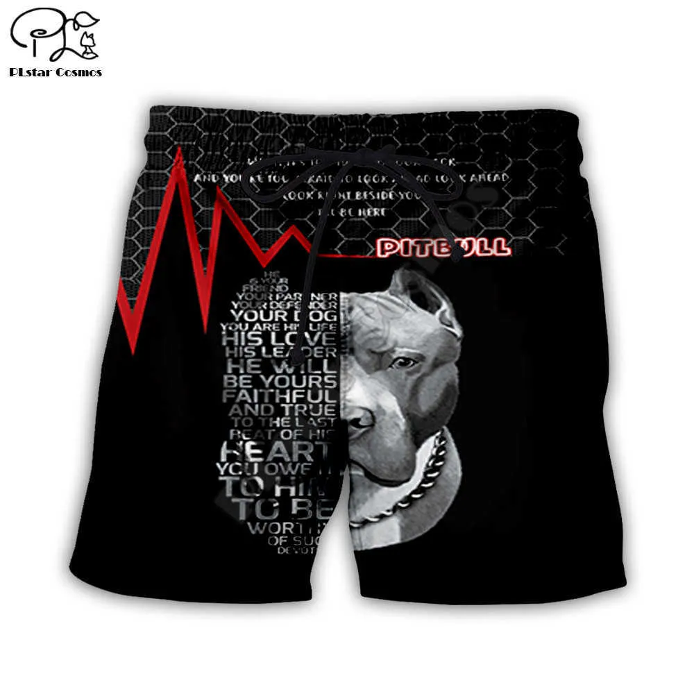 Mannen Zomer Grappige Pitbull Honden Casual Shorts 3D Gedrukt Sneldrogend Board Elastische Taille Daling 210714