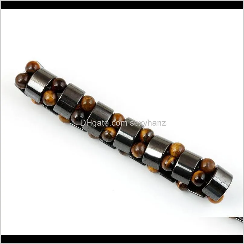 double row tiger eye hematite bracelets for man handmade bracelet beads natural stone beaded femme jewelry beaded, strands