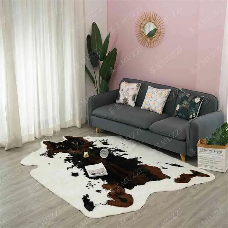 Stor matta imitation djur hud matta icke-slip cow zebra area mattor och mattor för hem vardagsrum 210626