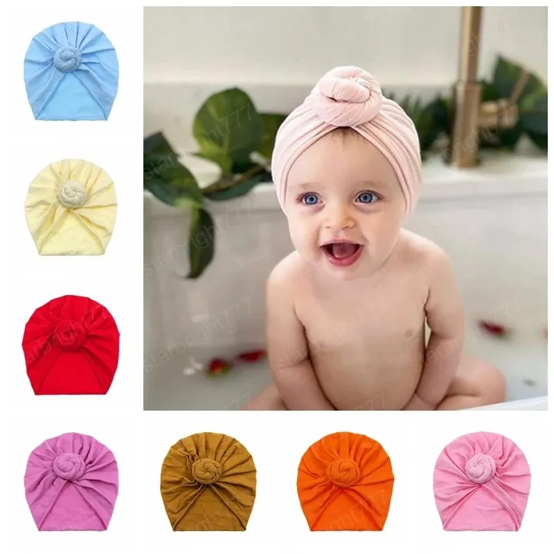 16 * 17 cm baby zacht comfortabel katoen Indian hats effen kleur handgemaakte geknoopt pasgeboren caps baby haaraccessoires foto rekwisieten