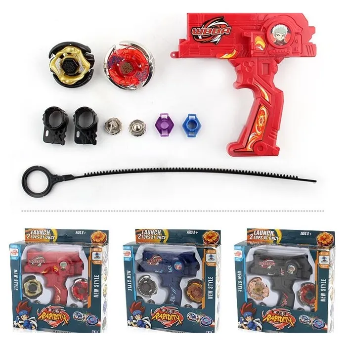 Metalowe zabawki fuzji na sprzedaż Spinning Top Spinning Tops Zestaw Zabawki, BEy Toy Blade z podwójnymi wyrzutniami, ręcznie spinner metalowe wierzchołki X0528