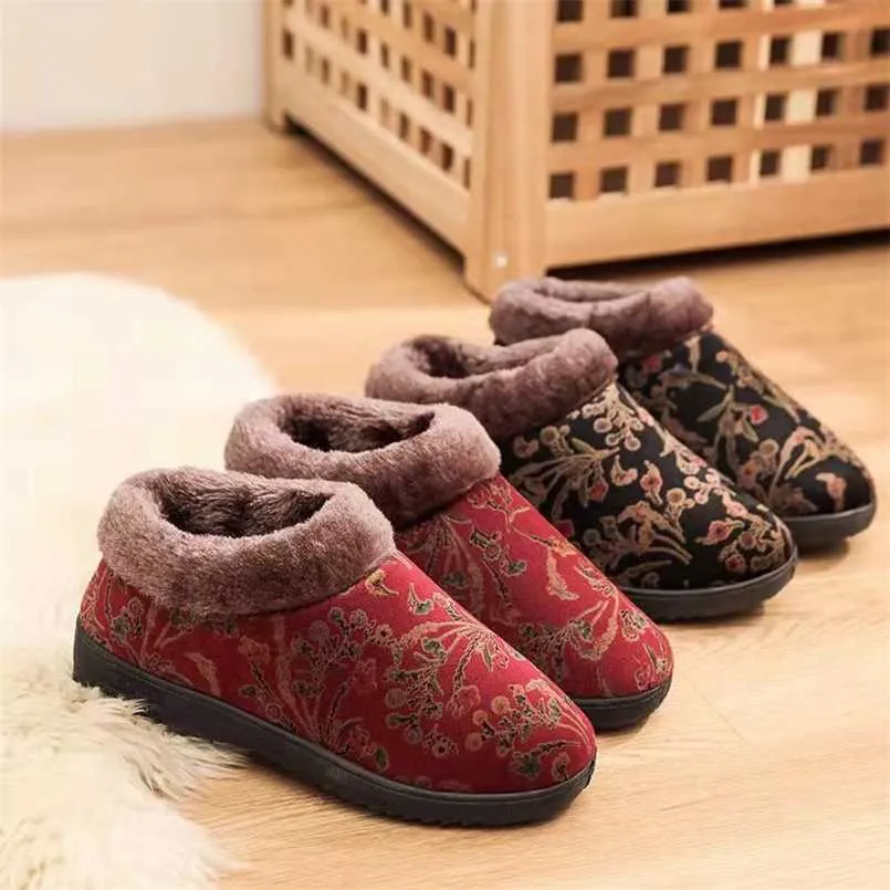 Pantofole per la casa per le donne inverno inverno caldo peluche in cotone pantofole da casa donne antiscivolo scarpe in cotone di velluto coppia scarpe da interno morbida maschio 220125