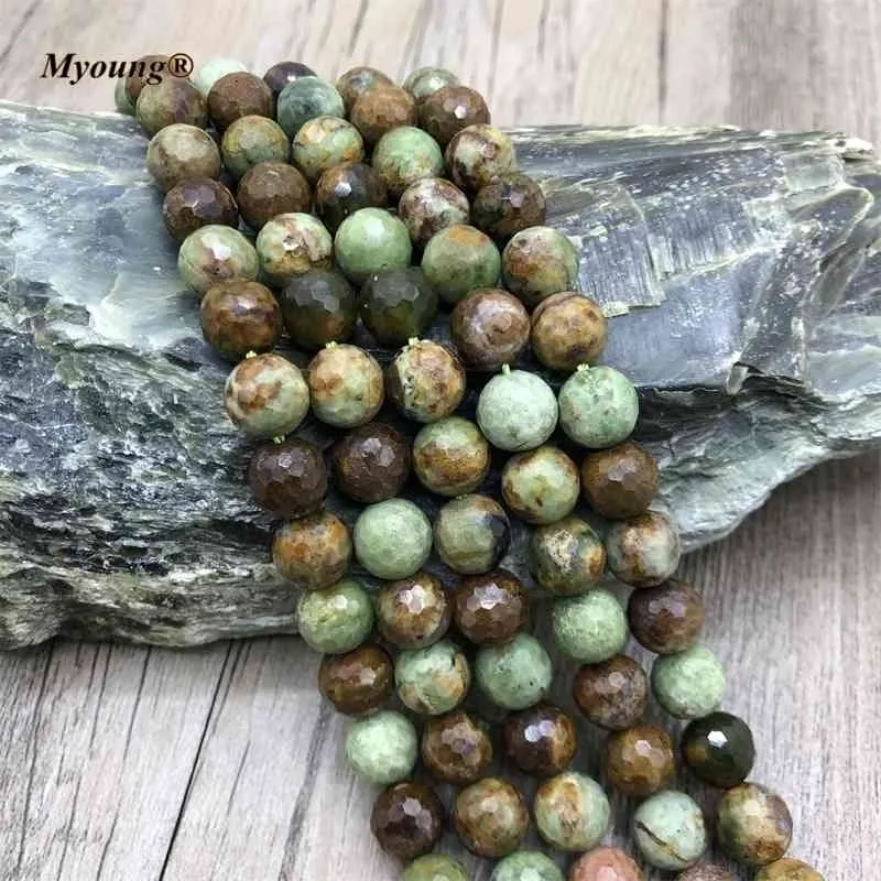 Perles en opale verte à facettes naturelles, 5 brins/Lot, perles en vrac, pierres précieuses, collier, Bracelet, pour la fabrication de bijoux à faire soi-même