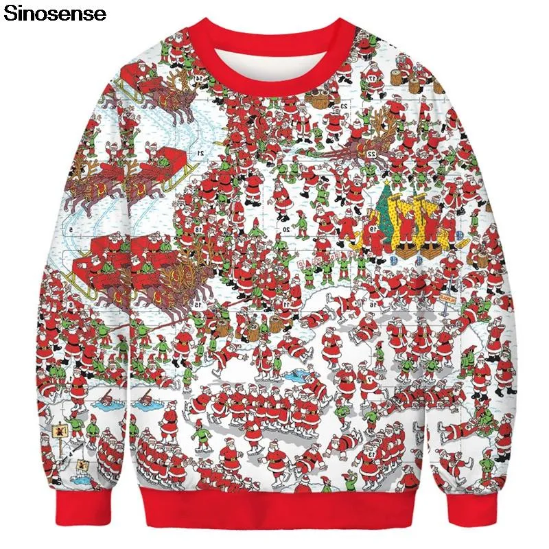 Ugly Christmas Sweater 3D Santa Claus Imprimé Sweat À Capuche Sweat Hommes Femmes Automne Hiver Vêtements Pulls Pulls Tops Hommes