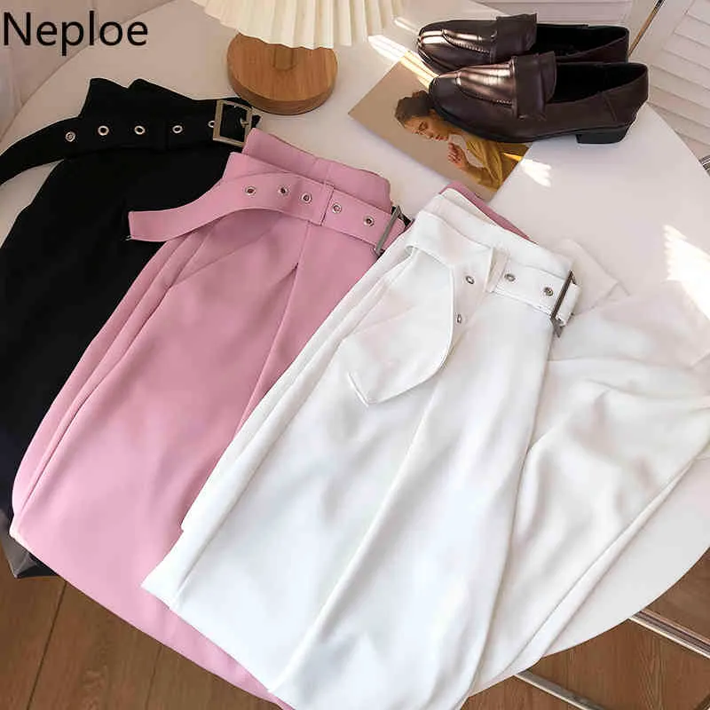 Neploe Spring Wide Leg Pants Korean Fashion All-match Straight Vestidos High Waist Slim Solid Color Suit Pantalon Female 94938 210422