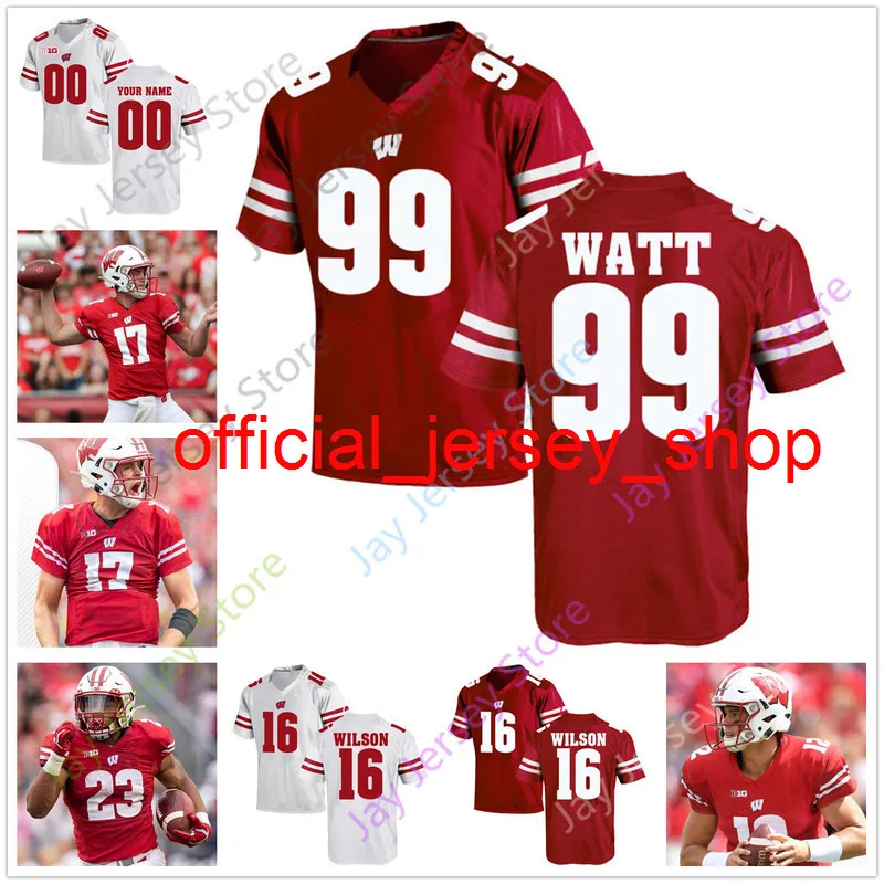 Custom Wisconsin Badgers Football Jersey College 57 Jack Sanborn 99 J.J