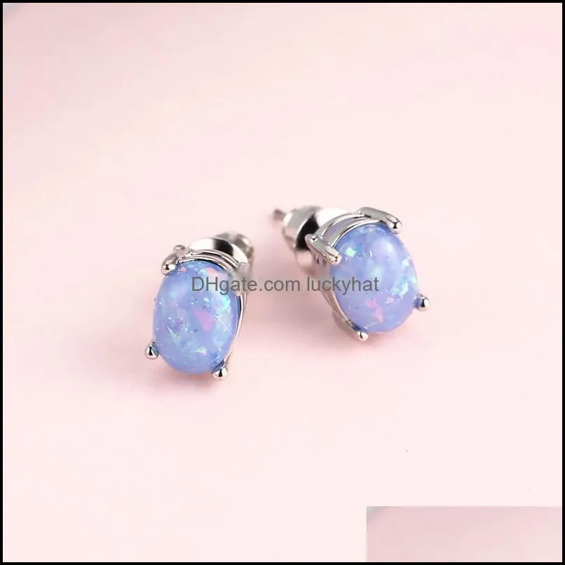 Oval Diamond Opal stud Earrings Engagement Wedding Stud Earrings women Earrings fashion Jewelry will and sandy gift