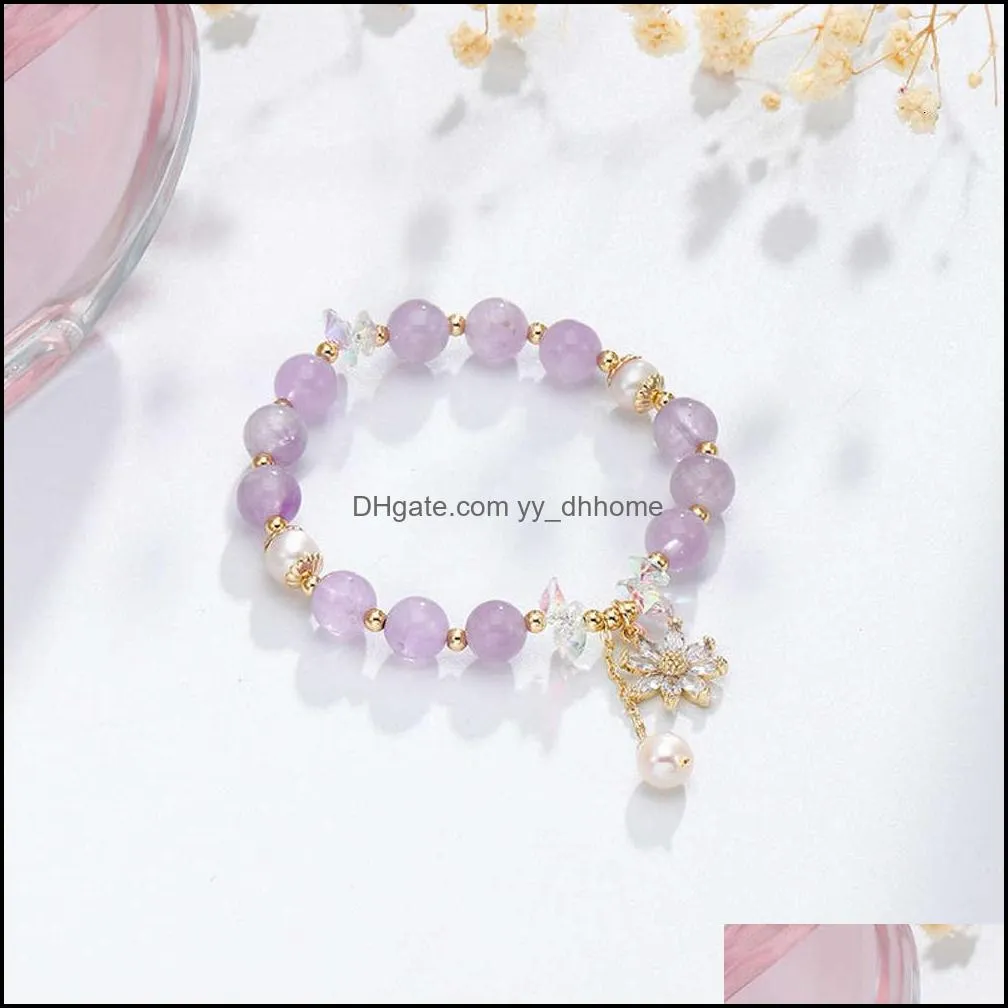 bracelet Bracelet Light fragrance light shadow natural crystal bracelet female Lavender Amethyst zircon Flower