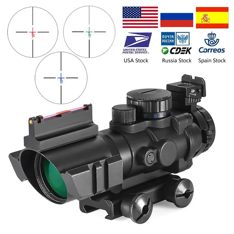 4x32 ACOG RIFLESCOPECOPECOPE 20MM DOVETAIL OPTIQUE DE REFLETAIL SCORMISSION de la vue tactique pour la chasse au fusil d'arme de chasse Airsoft Sniper Loupe rouge DOT