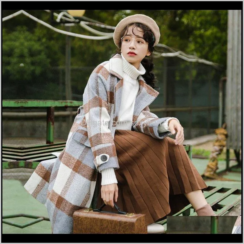 casual women long cashmer coat fashion women`s woolen jacket wide-waisted solid single button coat and jacket ejt3#