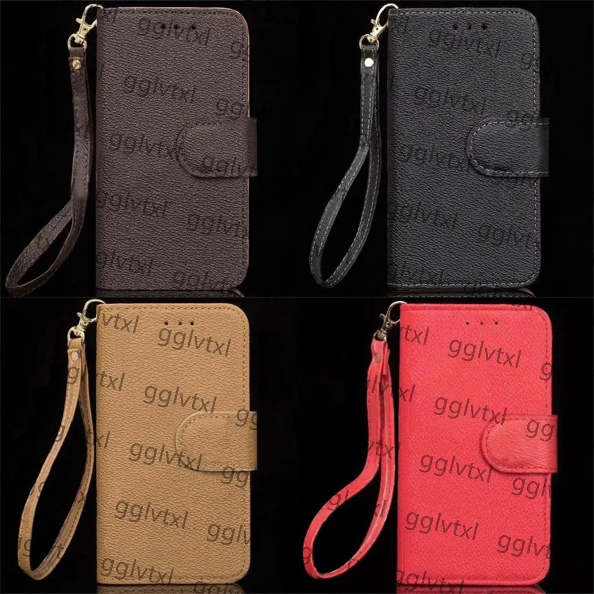 Lyxdesigner lädertelefonfodral för iPhone 15 Pro Max 13 12 11 Wallet Case XR XS X 14 Plus Back Cover Kickstand Card Bag