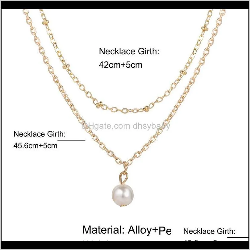 women multi-layer pendant necklaces metal artificial pearl necklace personality trend simple necklace sweater chain fashion jewelry