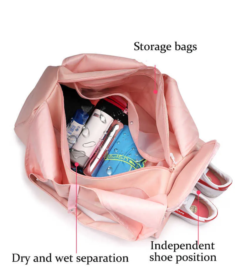 Nylon Women Men Travel Sports Gym Shoulder Bag Large Waterproof Nylon Handbags Black Pink Color Outdoor Sport Bags 2019 New (31)