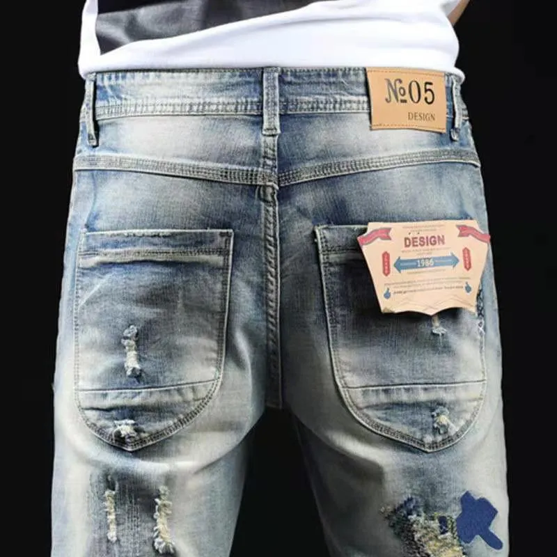 2021 Mens pants Shoes shorts Jean Coconut trees graffiti ripped capris shkinny Jeans Designers Men S Clothing