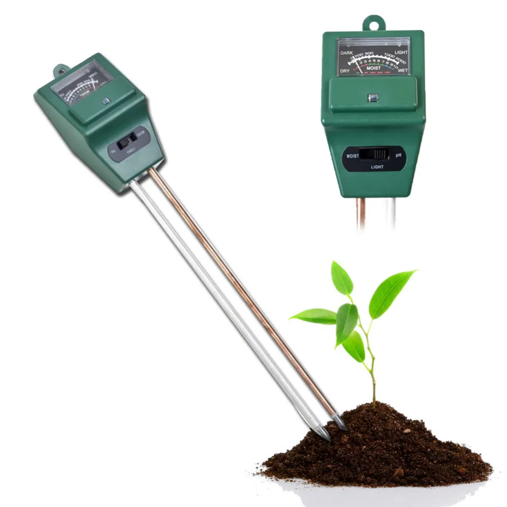Testeur de pH du sol 3-en-1 humidité légère humidité de l'eau acidité mètre testeur capteur pour plantes de jardin fleurs cultures